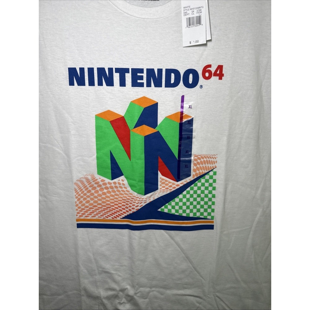 Nintendo 64 Graphic T-Shirt White N64 Logo Retro Gaming Tee Size XL NWT - Picture 2 of 5